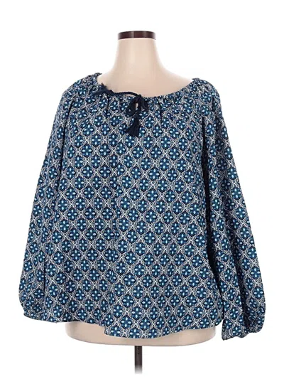 Pre-owned Lane Bryant 3/4 Sleeve Blouse In Blue