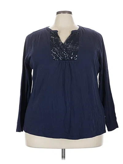 Pre-owned Lane Bryant 3/4 Sleeve Blouse In Blue