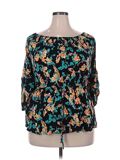 Pre-owned Lane Bryant 3/4 Sleeve Blouse In Blue