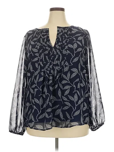 Pre-owned Lane Bryant 3/4 Sleeve Blouse In Blue