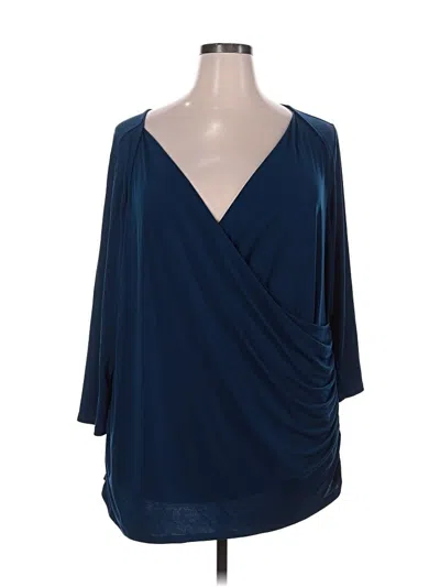 Pre-owned Lane Bryant 3/4 Sleeve Blouse In Blue
