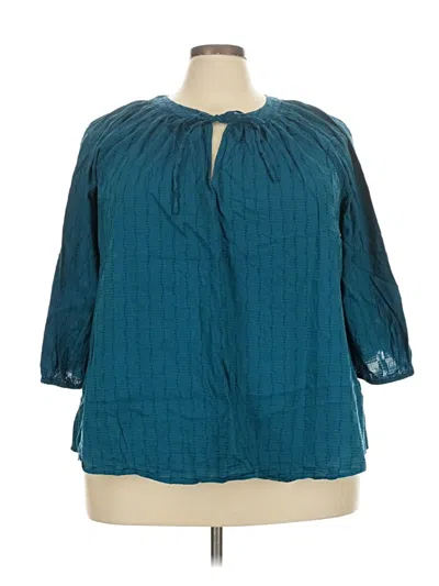 Pre-owned Lane Bryant 3/4 Sleeve Blouse In Blue