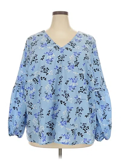 Pre-owned Lane Bryant 3/4 Sleeve Blouse In Blue