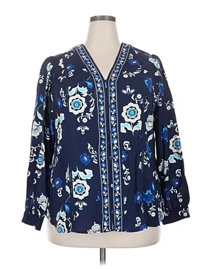 Pre-owned Lane Bryant 3/4 Sleeve Blouse In Blue