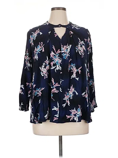 Pre-owned Lane Bryant 3/4 Sleeve Blouse In Blue