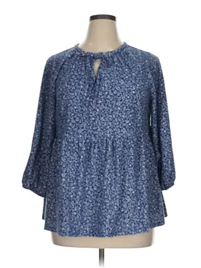 Pre-owned Lane Bryant 3/4 Sleeve Blouse In Blue