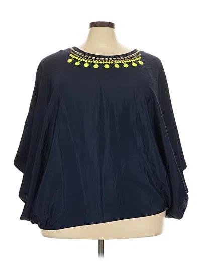 Pre-owned Lane Bryant 3/4 Sleeve Blouse In Blue