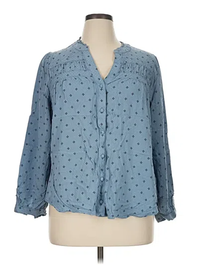 Pre-owned Lane Bryant 3/4 Sleeve Blouse In Blue