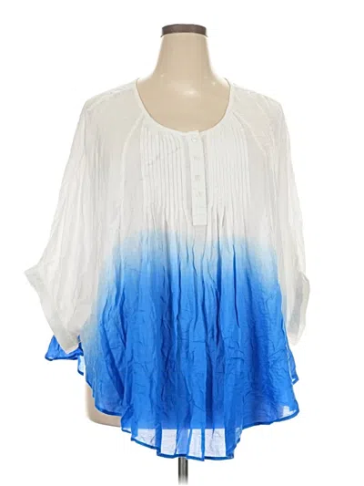 Pre-owned Lane Bryant 3/4 Sleeve Blouse In Blue