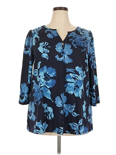 Pre-owned Lane Bryant 3/4 Sleeve Blouse In Blue