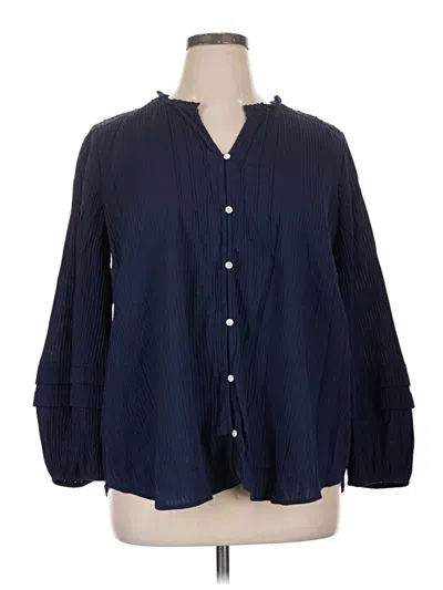 Pre-owned Lane Bryant 3/4 Sleeve Blouse In Blue