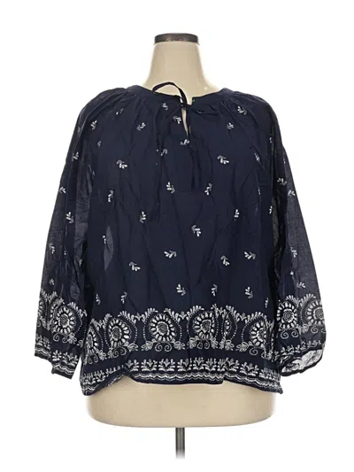 Pre-owned Lane Bryant 3/4 Sleeve Blouse In Blue