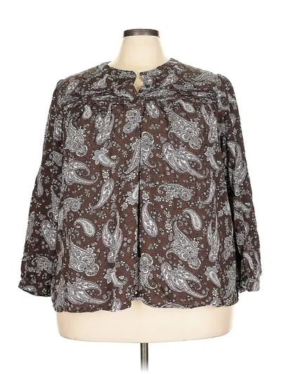 Pre-owned Lane Bryant 3/4 Sleeve Blouse In Brown