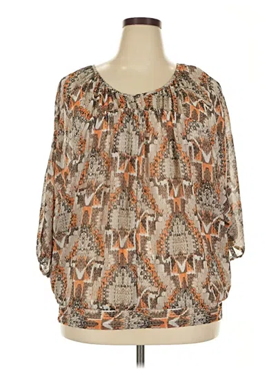 Pre-owned Lane Bryant 3/4 Sleeve Blouse In Brown