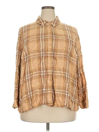 Pre-owned Lane Bryant 3/4 Sleeve Blouse In Brown