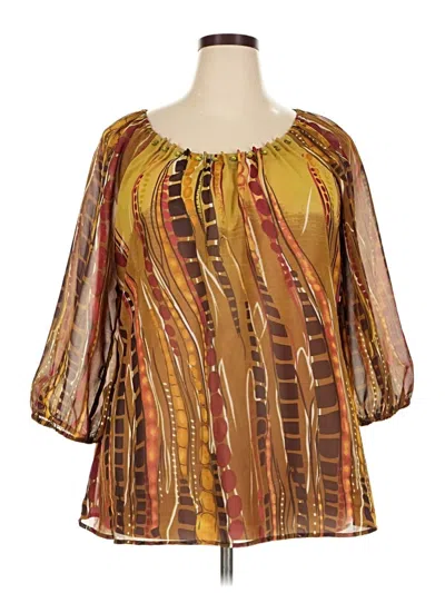 Pre-owned Lane Bryant 3/4 Sleeve Blouse In Brown