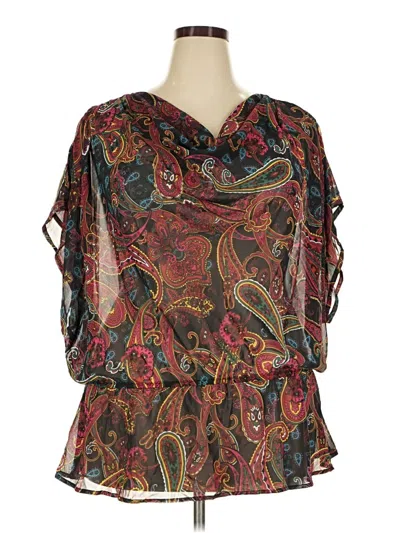 Pre-owned Lane Bryant 3/4 Sleeve Blouse In Brown