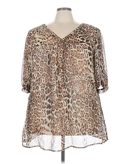 Pre-owned Lane Bryant 3/4 Sleeve Blouse In Brown