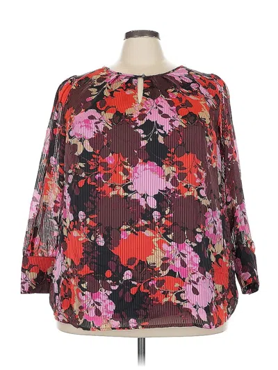 Pre-owned Lane Bryant 3/4 Sleeve Blouse In Burgundy