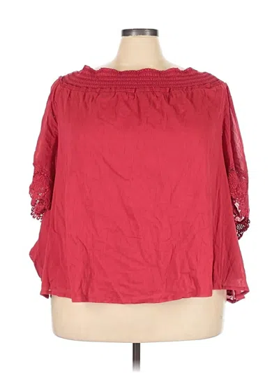Pre-owned Lane Bryant 3/4 Sleeve Blouse In Burgundy