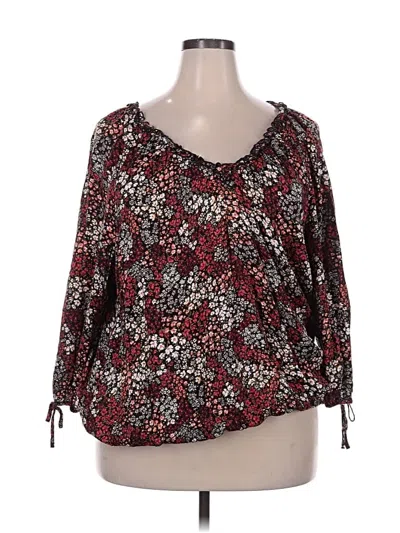 Pre-owned Lane Bryant 3/4 Sleeve Blouse In Burgundy