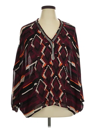 Pre-owned Lane Bryant 3/4 Sleeve Blouse In Burgundy