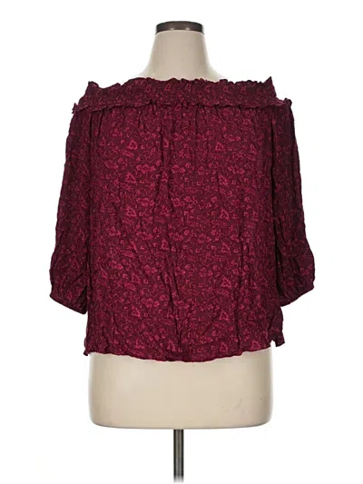 Pre-owned Lane Bryant 3/4 Sleeve Blouse In Burgundy