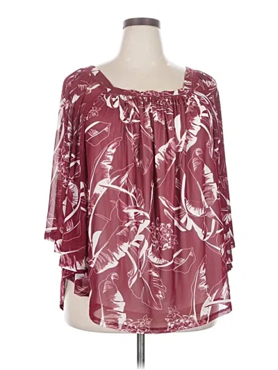 Pre-owned Lane Bryant 3/4 Sleeve Blouse In Burgundy