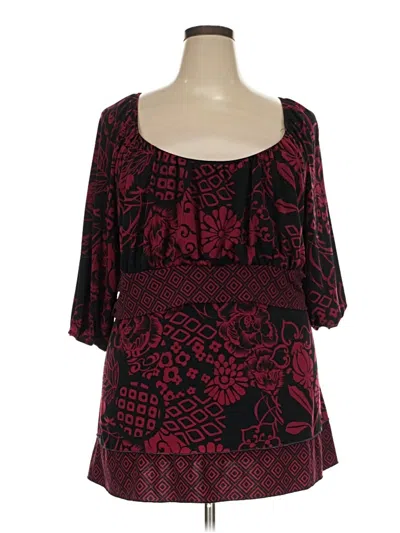 Pre-owned Lane Bryant 3/4 Sleeve Blouse In Burgundy