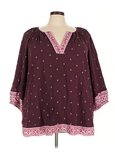 Lane Bryant 3/4 Sleeve Blouse In Burgundy