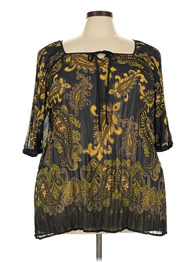 Pre-owned Lane Bryant 3/4 Sleeve Blouse In Gold