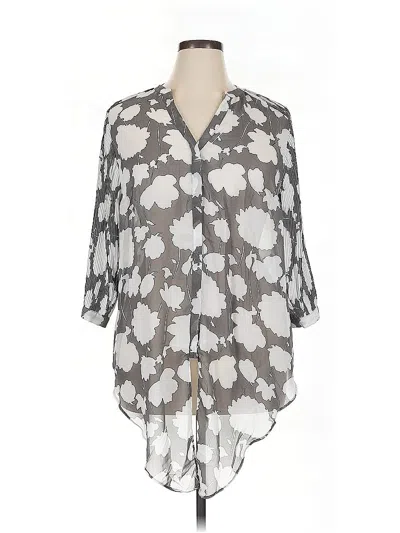 Pre-owned Lane Bryant 3/4 Sleeve Blouse In Gray