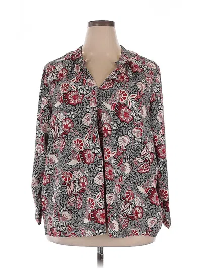 Pre-owned Lane Bryant 3/4 Sleeve Blouse In Gray