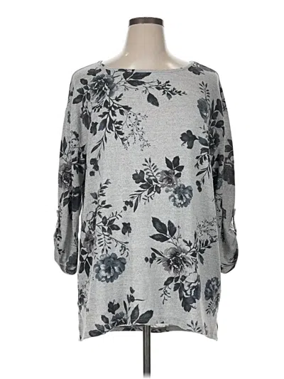 Pre-owned Lane Bryant 3/4 Sleeve Blouse In Gray