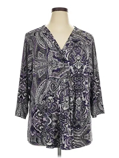 Pre-owned Lane Bryant 3/4 Sleeve Blouse In Gray