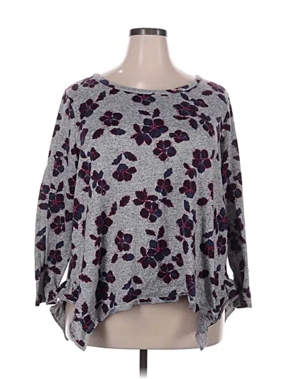 Pre-owned Lane Bryant 3/4 Sleeve Blouse In Gray