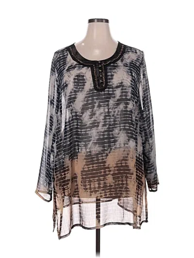 Pre-owned Lane Bryant 3/4 Sleeve Blouse In Gray