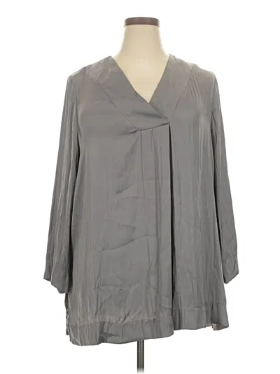 Pre-owned Lane Bryant 3/4 Sleeve Blouse In Gray