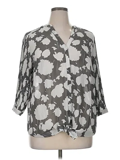 Pre-owned Lane Bryant 3/4 Sleeve Blouse In Gray
