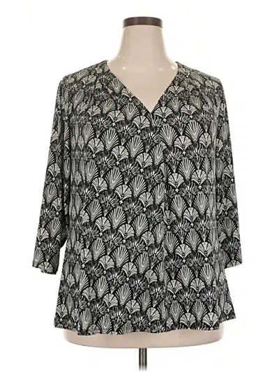 Pre-owned Lane Bryant 3/4 Sleeve Blouse In Gray