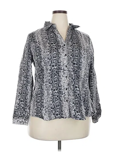Pre-owned Lane Bryant 3/4 Sleeve Blouse In Gray