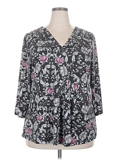 Pre-owned Lane Bryant 3/4 Sleeve Blouse In Gray