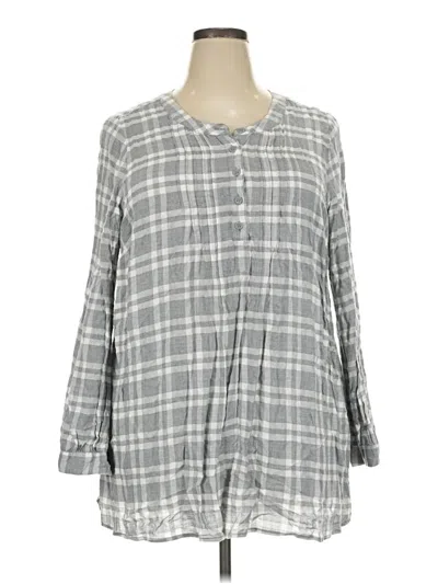 Pre-owned Lane Bryant 3/4 Sleeve Blouse In Gray