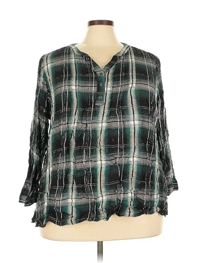 Pre-owned Lane Bryant 3/4 Sleeve Blouse In Green