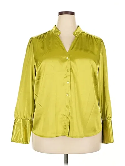 Pre-owned Lane Bryant 3/4 Sleeve Blouse In Green