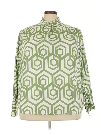 Pre-owned Lane Bryant 3/4 Sleeve Blouse In Green