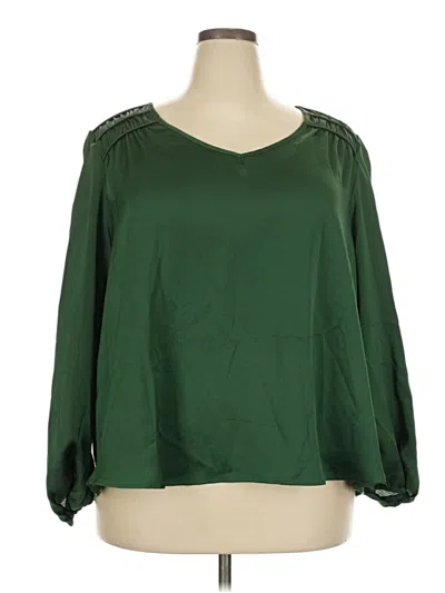 Pre-owned Lane Bryant 3/4 Sleeve Blouse In Green