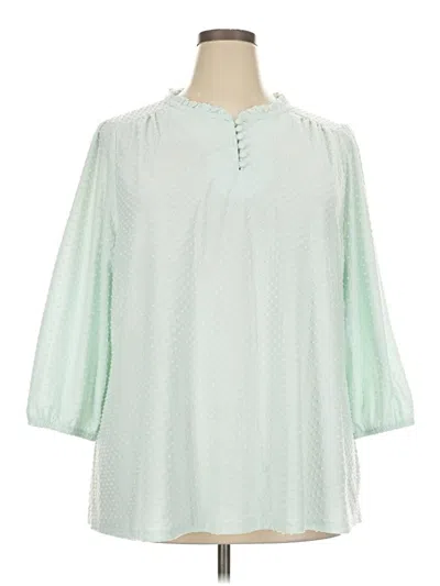 Pre-owned Lane Bryant 3/4 Sleeve Blouse In Green
