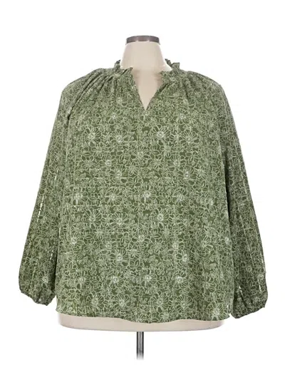 Pre-owned Lane Bryant 3/4 Sleeve Blouse In Green