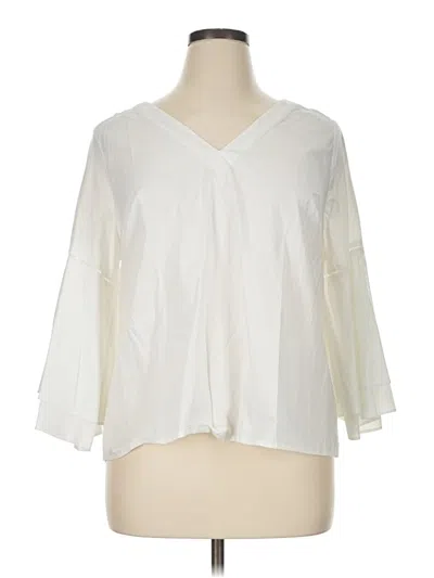 Pre-owned Lane Bryant 3/4 Sleeve Blouse In Ivory